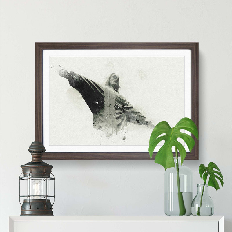 Corcovado in Rio De Janeiro Brazil in Abstract - Framed Print, 36cm H x 48cm W x 2cm D, Walnut Framed