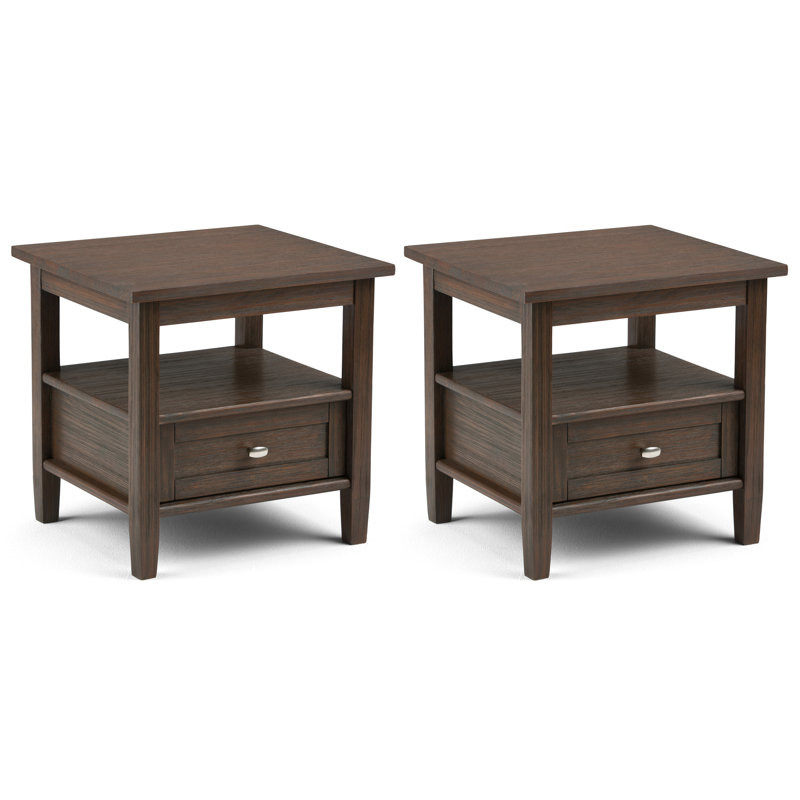 Table de bout transitionnelle en bois massif de 20 po Hettie (ensemble de 2), Brun