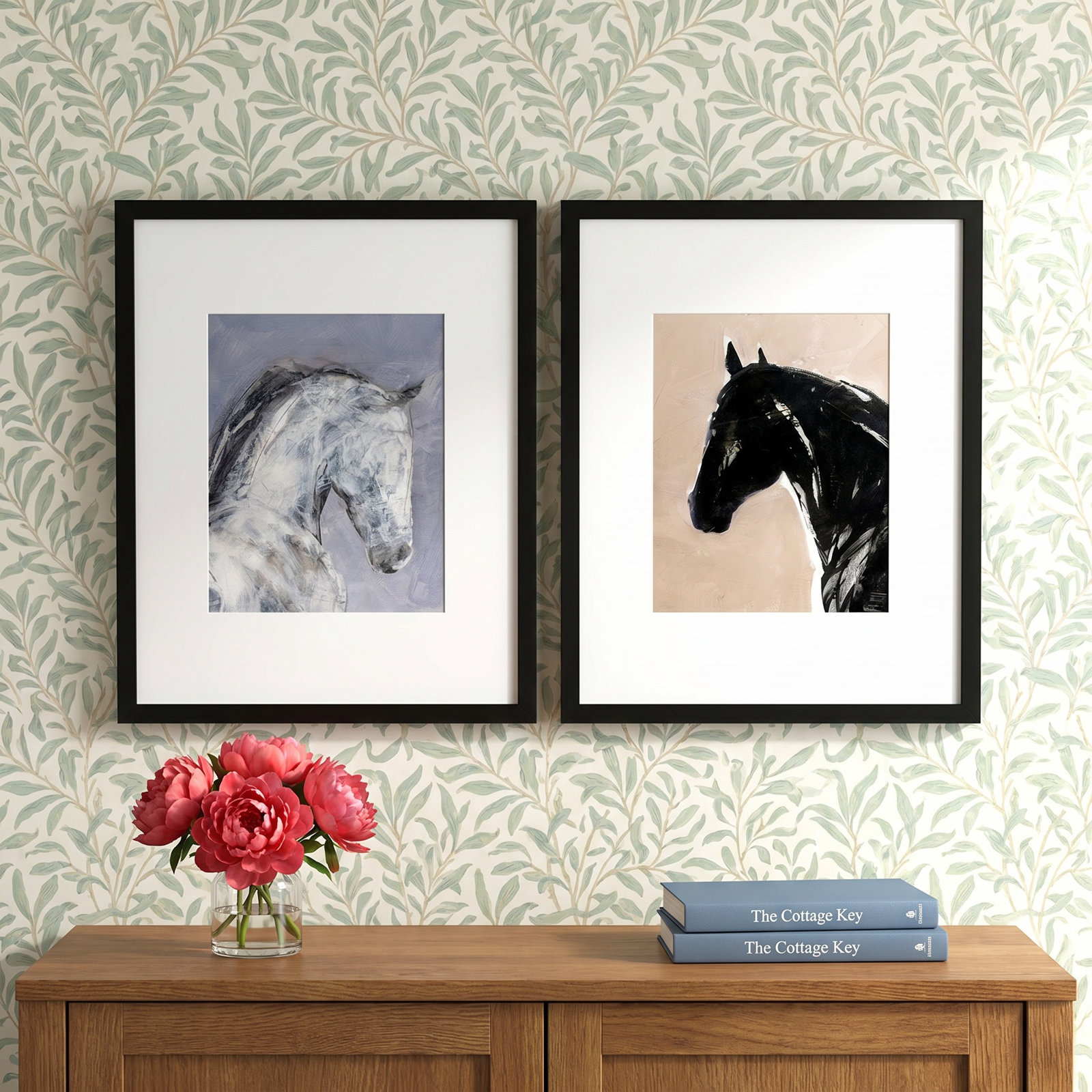 Spirit and Essence 2-Piece Print Set, 20" H x 32" W, Black Framed Paper
