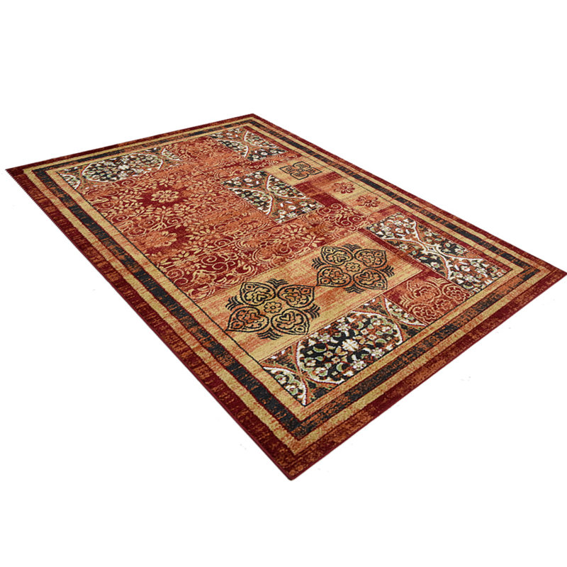 Crayton Machine Made Heatset Polypropylene Area Rugs  - Rectangle, Red Color, Oriental Design, Low Pile Machine Made Area Rugs for Living Room, Bed Room 