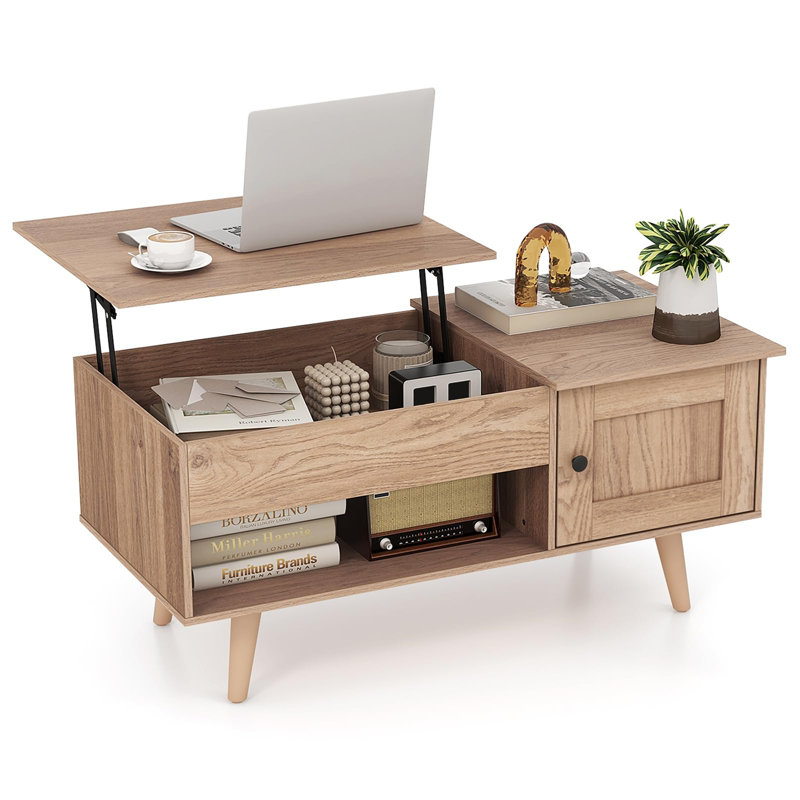 Saltaire Lift Top Coffee Table with Storage, Natural Wood, Natural Wood