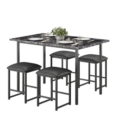 Ensemble de table de salle à manger 5 pièces avec tabouret pour 4 personnes