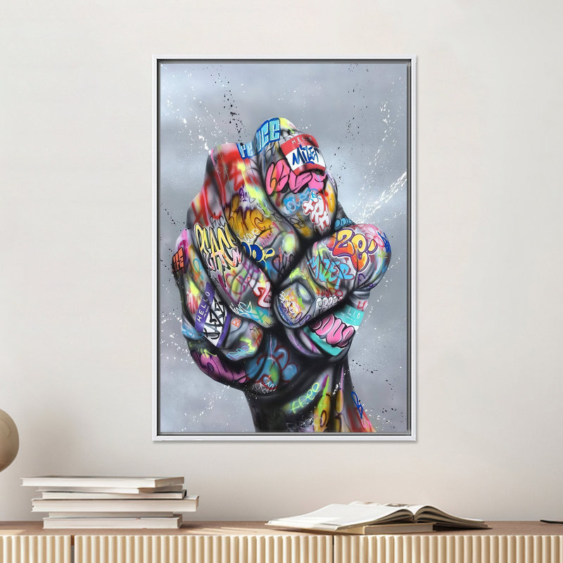 «Inspirational Colorful Fist Decor», œuvre d'art sur toile imprimée 1P, H: 15,8 po x l: 11,9 po