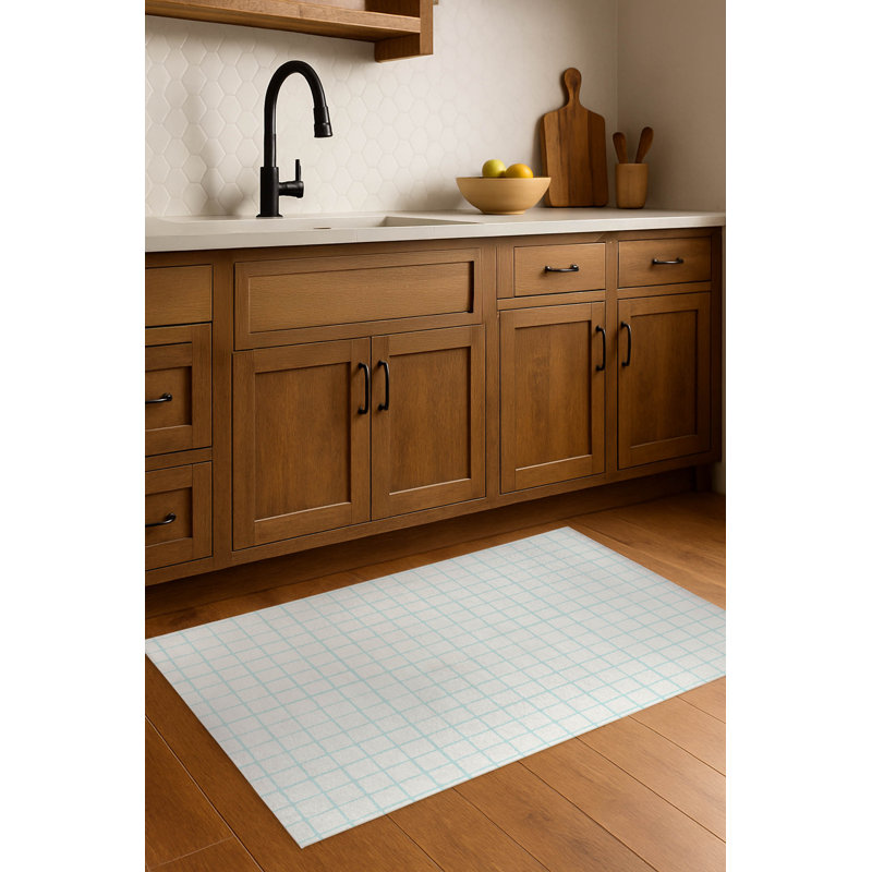 Tapis de cuisine antidérapant Rebar, Rectangle 4pi x 6 pi, Bleu clair