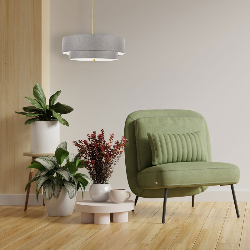 Luminaire suspendu incandescent 2 niveaux Absalat, Laiton vieilli, Gris