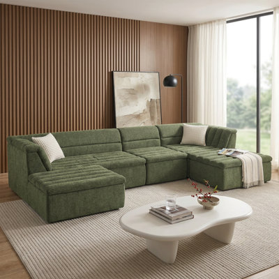 Canapé modulaire moderne en U en chenille nervuré moderne pour salon
