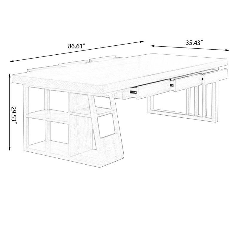 Bureaux rectangulaires en bois massif 70,87 "Burlywood, H 29,53 po x l 86,61 po x P 35,43 po