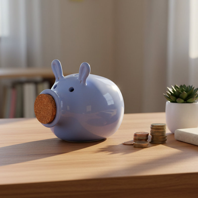 Ceramic Piggy Bank, Blue