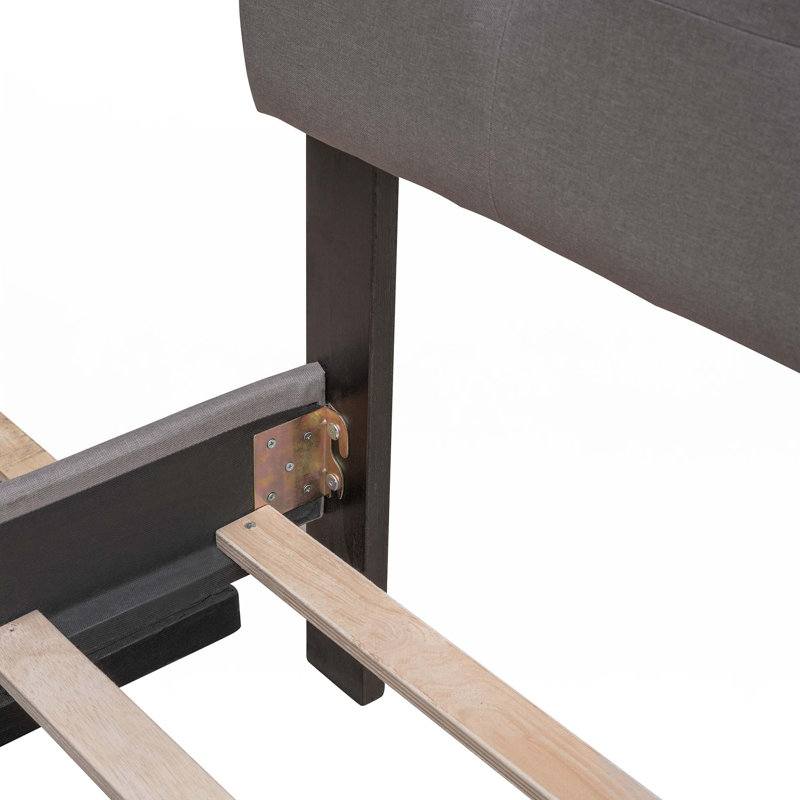 Lit plateforme avec rangement et 1 lit gigogne simple, Gris pâle