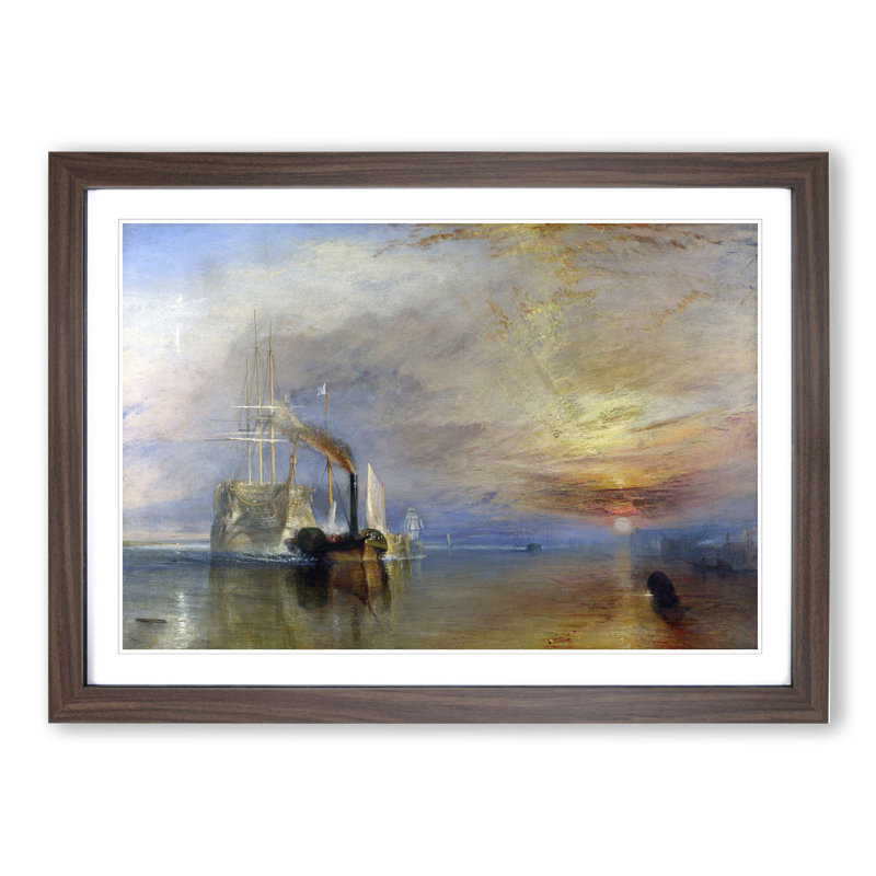 The Fighting Temeraire by Joseph Mallord William Turner - Picture Frame Painting, Walnut, 36cm H x 48cm W x 2cm D