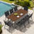  8 - Person Metal Patio Diining Set With Foldable Chairs And Umbrella Hole-244615788-244615761
