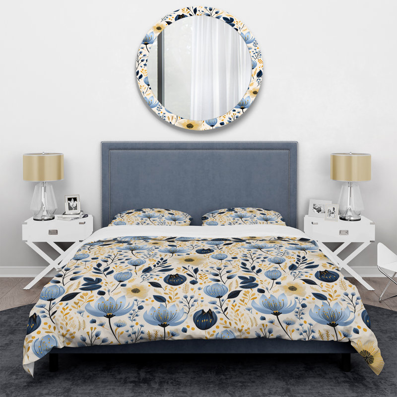 Ensemble de housse de couette Minimalist Blue Floral Charm Botanics I - Floral