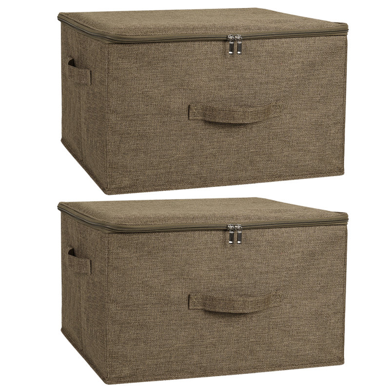 Grande boîte de rangement en tissu, Brun, H 6 po x l 15 po x P 10 po