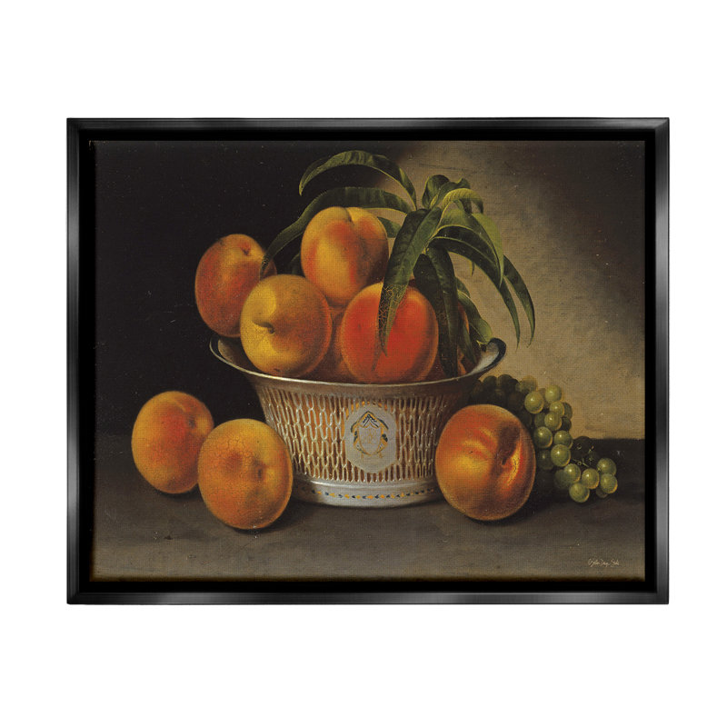 «Classic Peaches And Grapes» sur toile, H 25 po x l 31 po, Cadre flottant noir de jais
