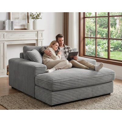 Amelia Extra Large Solid Wood Corduroy Comfy Chaise Lounges Sofa Bed With Deep Seat