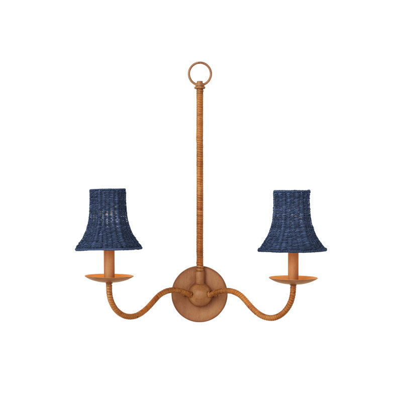 Bell Whitewashed Chandelier Shade, Indigo