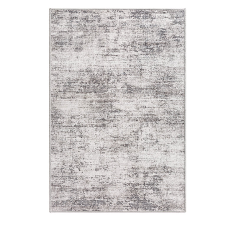 Tapis abstrait élégant Elyndor, Rectangle 6 pi 3 po x 8 pi 6 po, Gris