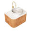 Meuble-lavabo de 24 po: unité pré-assemblée avec marbre artificiel blanc, lavabo rond en céramique et meuble-lavabo à tiroir à fermeture en douceur: armoire à rayures en grain de bois naturel 3D, comptoir en pierre frittée-131262600-131262601
