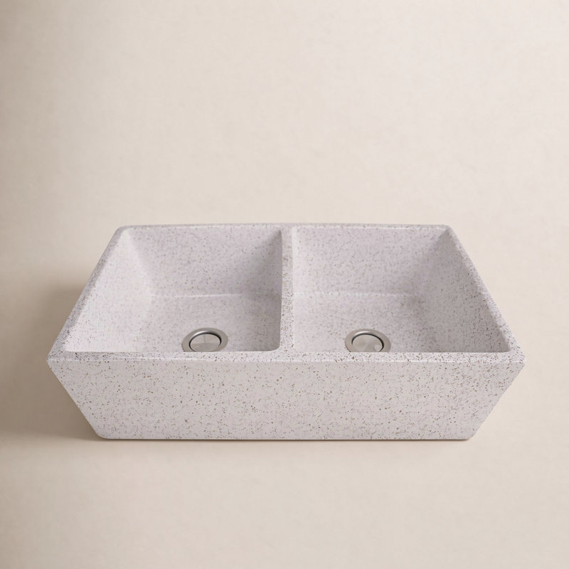 Vineyard 33'' L Double Basin Kitchen Sink, Pietra Sarda