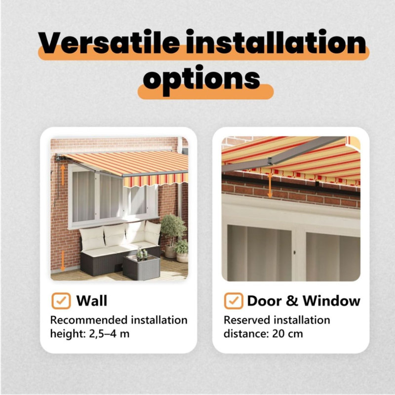Brayden Studio Retractable Door / Window Awning, Orange/Red/Anthracite, 300 cm W x 250 cm D