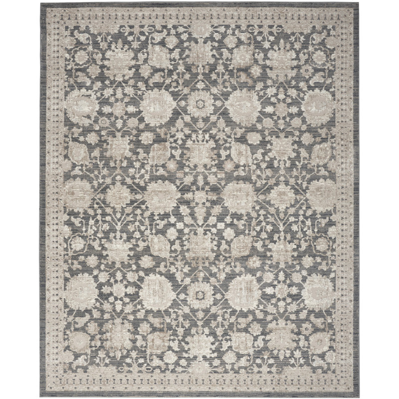 Charlton Home® Dezlynn Charcoal Vintage Indoor Rug, Rectangle 6' x 9'