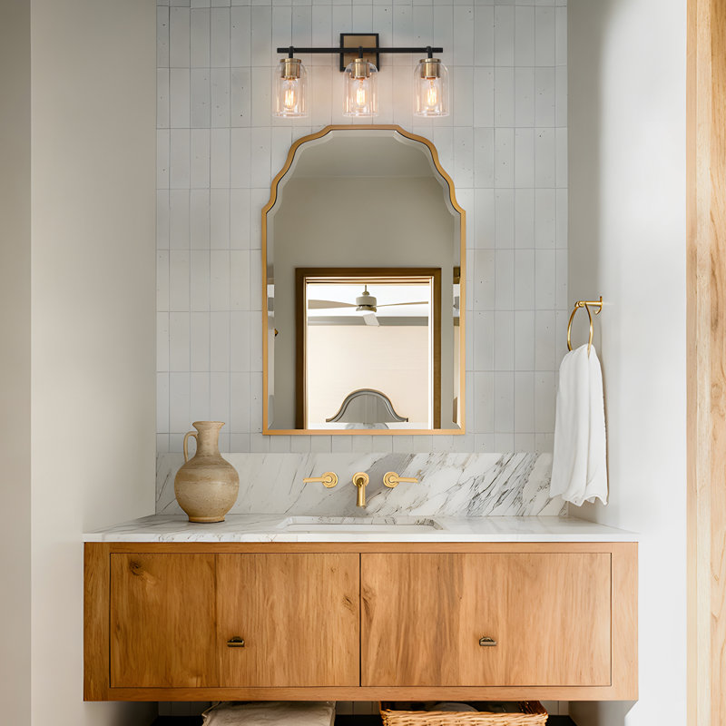 Hazella 3-light Dimmable Transparent Glass Brass/Black Modern Vanity Light