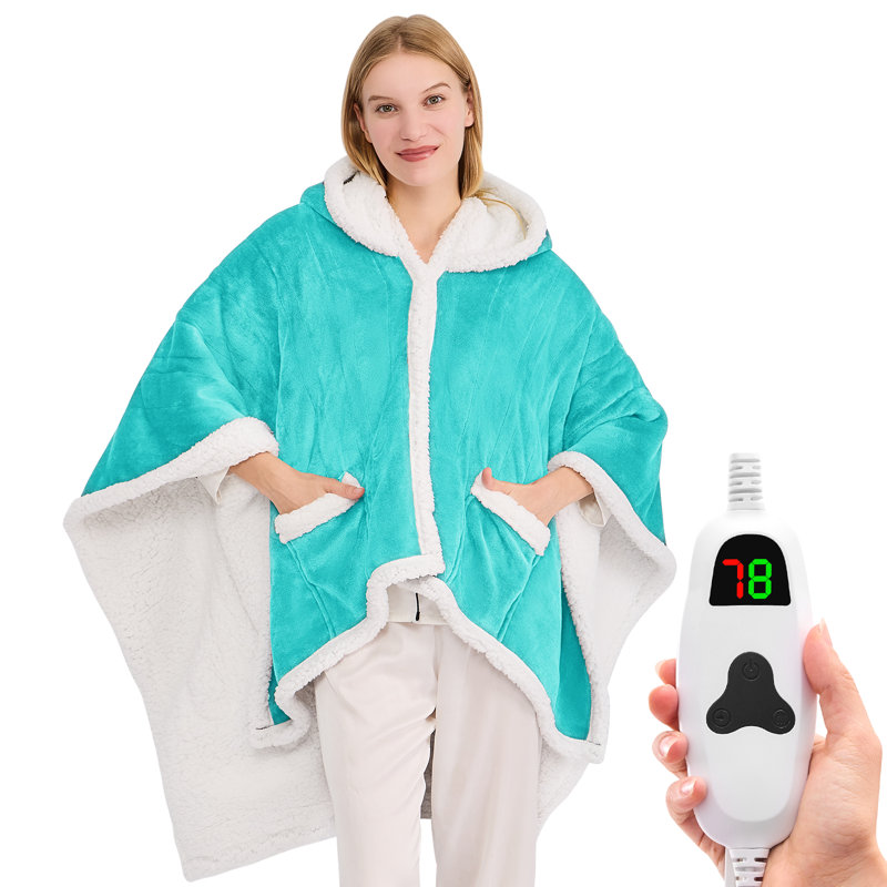 Poncho à couverture Sherpa, Sarcelle, Jeté
