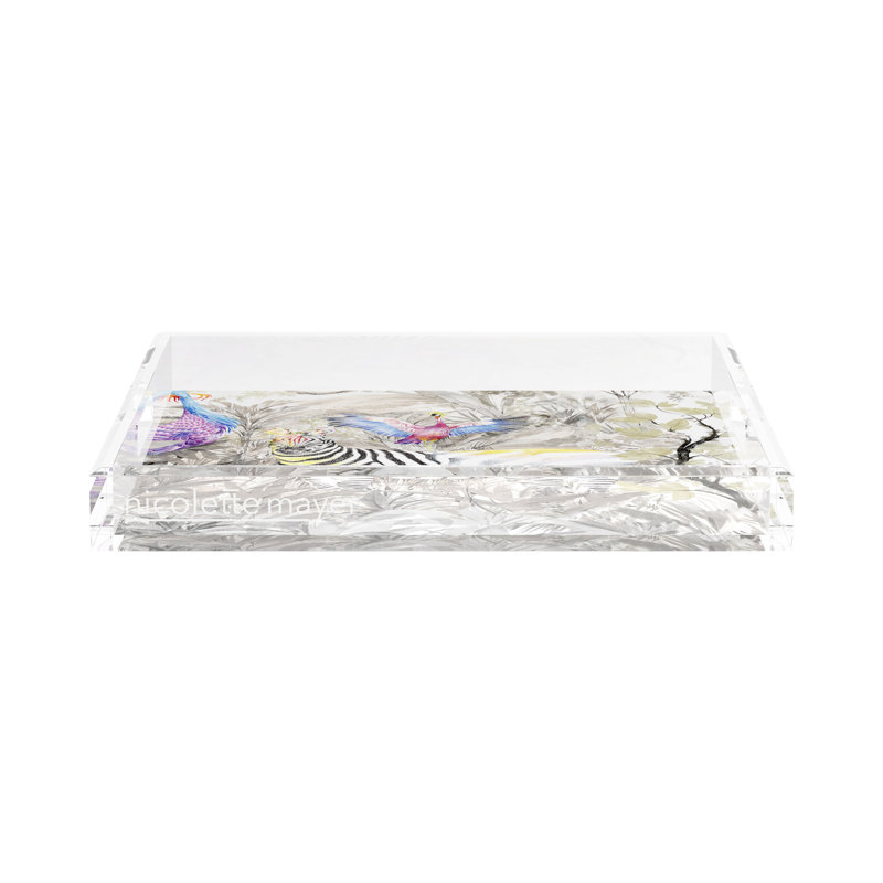 Arcadia Zebra Acrylic Square Decorative Tray, 15"W x 15"D x 2"H