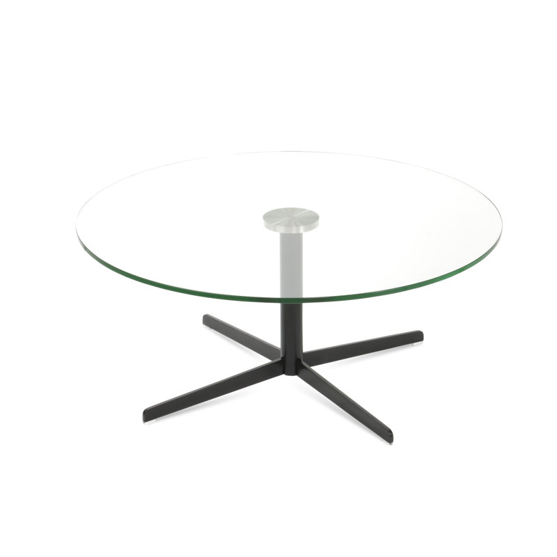 Diana Pedestal Coffee Table, Black, 15" H x 35.5" L x 35.5" W