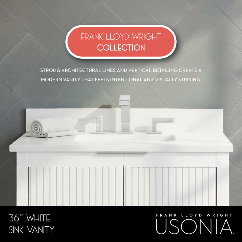 Through Lines 36" Single Bathroom Vanity, White
