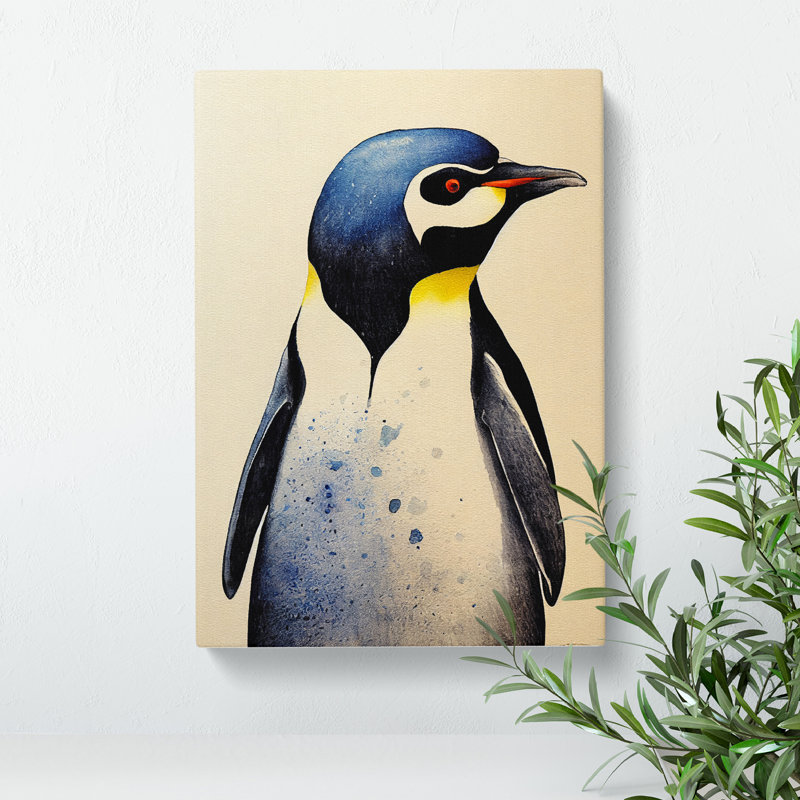 Watercolour Penguin No.4 - Wrapped Canvas, 60cm H x 40cm W x 3cm D