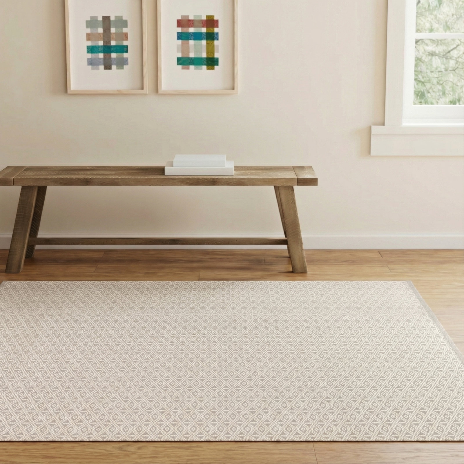 Bare Grey Handwoven Cotton Rug, Rectangle 5' x 8'