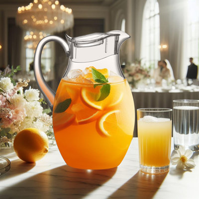 Bubbler Grand - pichet en plastique (96 oz, 3 pintes), pichet d'eau transparente avec couvercle, pichet de réfrigérateur, sans BPA, incassable, idéal pour le thé glacé, sangria, limonade, jus, lait, et plus encore