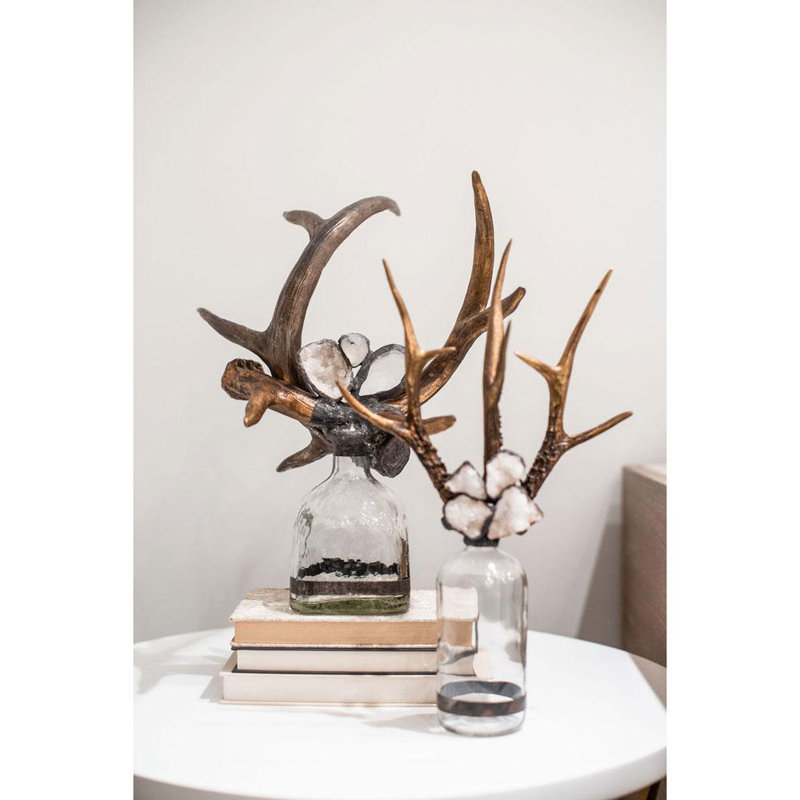 Bouteille décorative en bois doré / transparent 17 po Antler