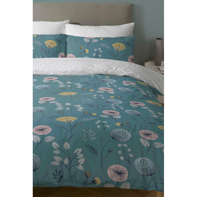 Chrissean Blue/Pink Modern & Contemporary Duvet Cover Set with Pillowcases Quilt Cover Soft and Breathable