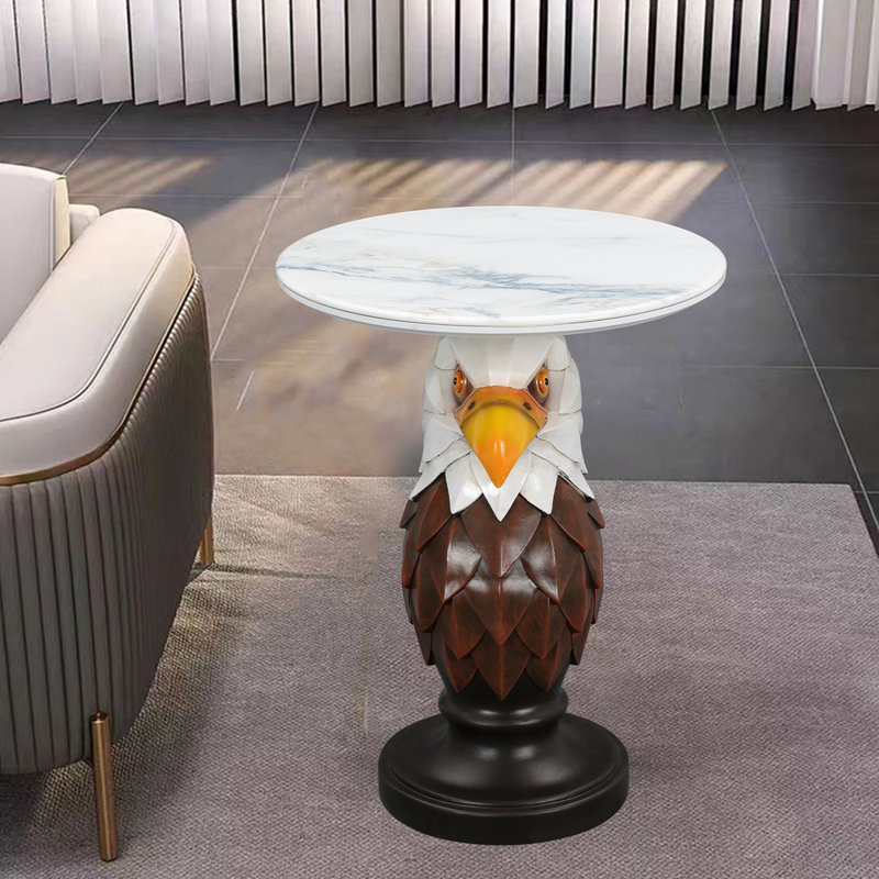 Table de bout Statue de table - Faux marbre, plateau de table en résine pour salon
