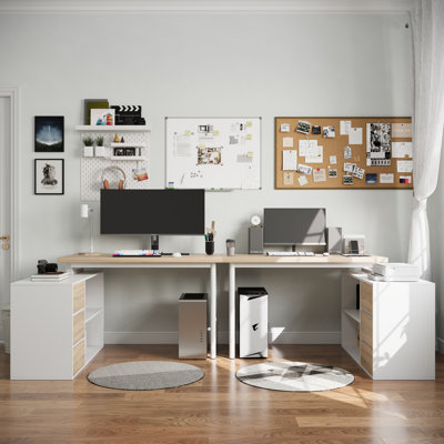 Tables avec tiroirs et tablettes, ensemble de 2