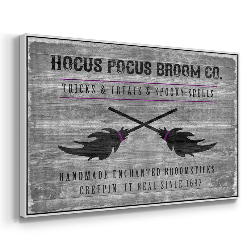 Toile tendue avec balai Hocus Pocus, H 27 po x l 41 po x P 2 po, Blanc