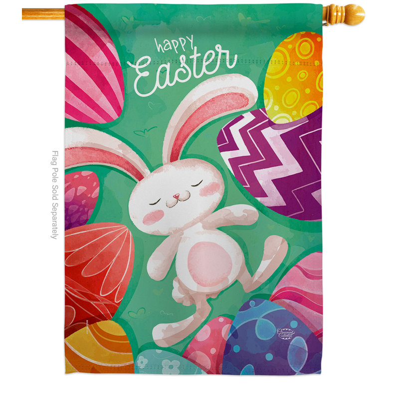 Pink Polyester Easter Bunny Garden Yard Banner 40" x 28"