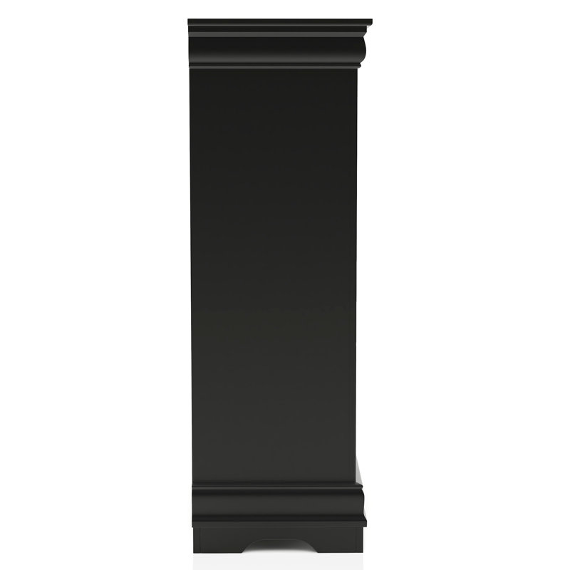 Commode en bois à 5 tiroirs de 47,88 po de hauteur Emil, Noir