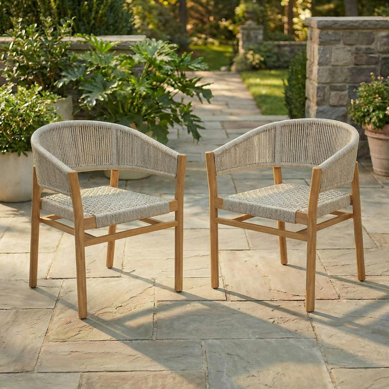 Ensemble de chaises d'appoint d'extérieur 2, Naturel / teck