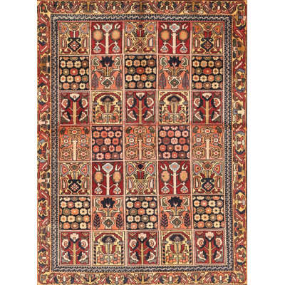 Tapis beige/noir/rouge traditionnel Bubovice