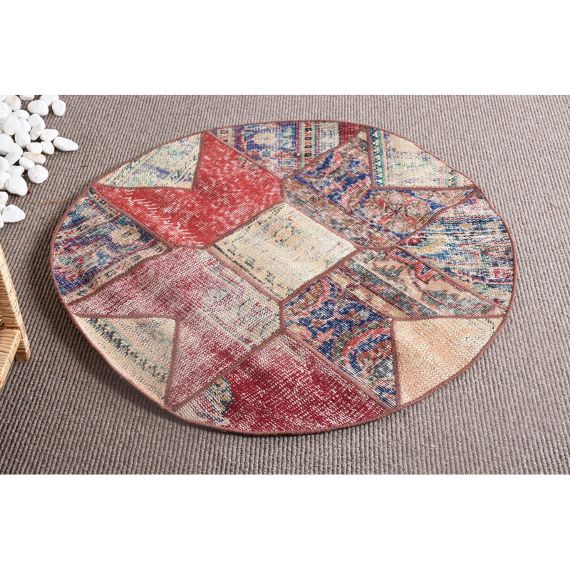 Petits tapis 3,3 x 3,3 pi, tapis rétro, tapis rouge, tapis Oushak, tapis tissés à plat, tapis turc