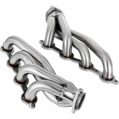 Exhaust Header Set 1 3/4" Exhaust Turbo Headers, Stainless Steel Exhaust Manifold Headers, Shorty Engine Conversion LS Swap Exhaust Headers for Chevy LS1 LS2 LS3 LS6 LS10 SUV/Truck Car