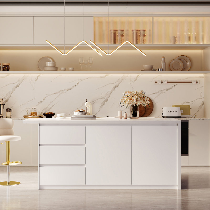 Kitchen Island with Top, White