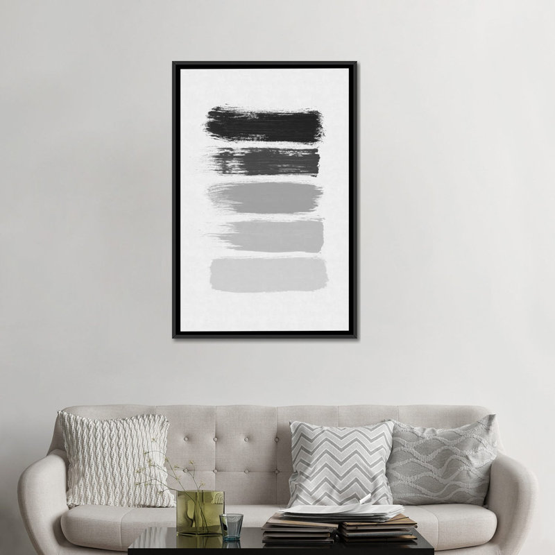 «Stripes», impression sur toile, H 48 po x l 32 po x P 1,5 po, Toile avec cadre noir, Pas de tapis