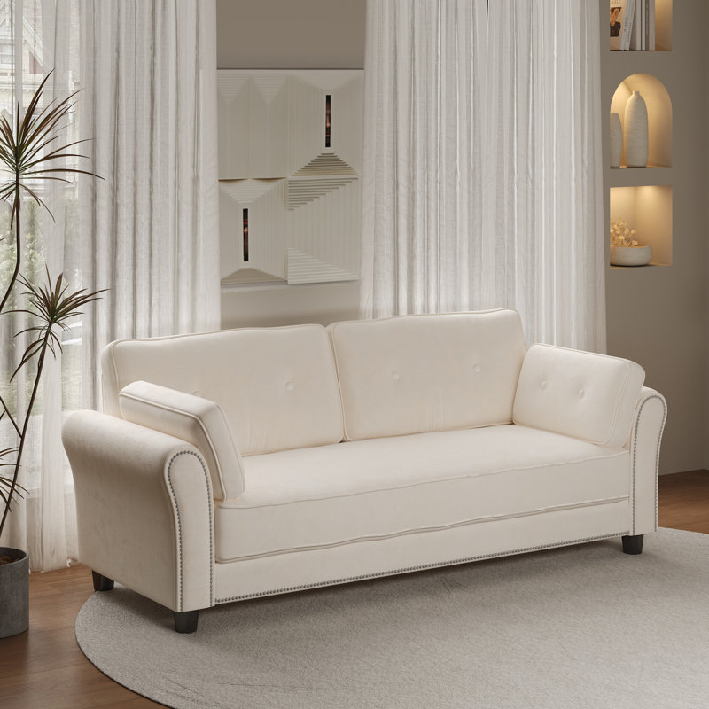 Causeuse Isela, Velours beige