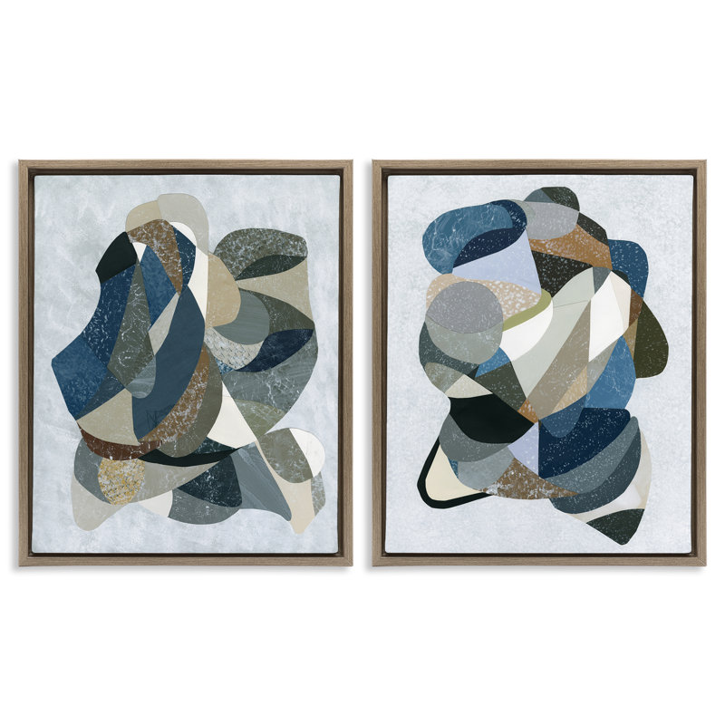 Ensemble de 2 cadres flottants à motifs géométriques neutres, design par Coco Good, H 21 po x l 17 po
