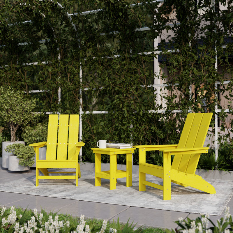Ensemble Adirondack moderne 3 pièces avec table d'appoint Avilez, Lemon Yellow