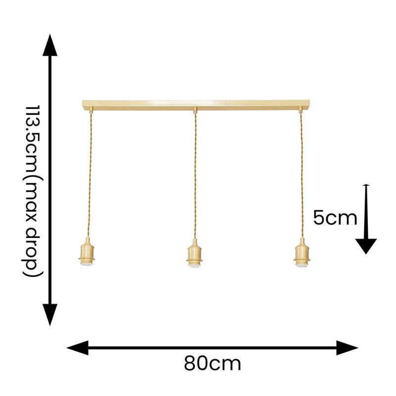 3 - Light Pendant, Brushed Gold